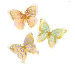 3D dekoracijos "Auksiniai drugeliai" (3 vnt.)