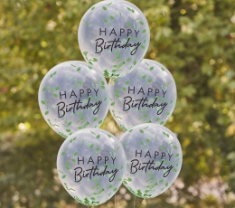Balionai "Happy Birthday" su lapelių konfeti (5 vnt./30 cm) 1