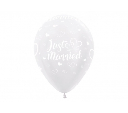 Balionas "Just Married", baltas perlamutrinis (30 cm)