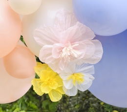 Balionų girlianda-arka "Pasidaryk pats", pavasarinė su popierinėmis gėlėmis      1