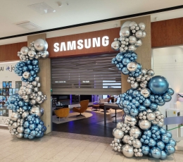 Balionų girlianda "Samsung - mėlyna, sidabras"