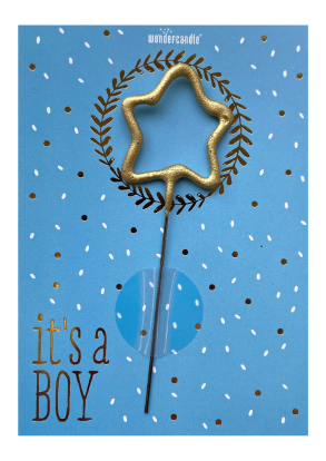 Bengališka ugnelė su atviruku "It's a Boy" (11x8 cm)    