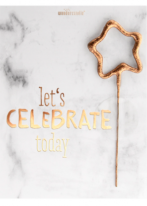 Bengališka ugnelė su atviruku "Let's celebrate today" (11x8 cm)