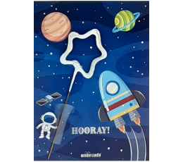 Bengališka ugnelė su atviruku "Space hooray!" (11x8 cm) 