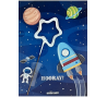 Bengališka ugnelė su atviruku "Space hooray!" (11x8 cm) 