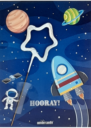 Bengališka ugnelė su atviruku "Space hooray!" (11x8 cm) 