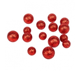 Burbulai-dekoracijos, raudoni (15 vnt./1,5-3 cm)