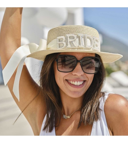 Šiaudinė skrybėlė su kaspinu "Bride"
