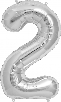 Folinis balionas "2", sidabrinis (85 cm)