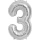 Folinis balionas "3", sidabrinis (85 cm)