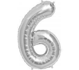 Folinis balionas "6", sidabrinis (85 cm)