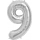 Folinis balionas "9", sidabrinis (85 cm)