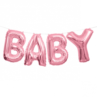 Folinių balionų rinkinys "Baby", rožinis (35 cm)