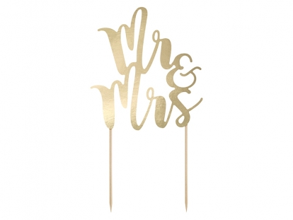Torto dekoracija "Mr&Mrs", auksinė