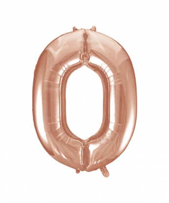 Folinis balionas-skaičius "0", rožinis auksas (85 cm)