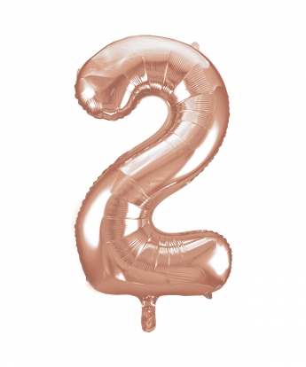 Folinis balionas-skaičius "2", rožinis auksas (85 cm)