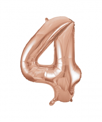 Folinis balionas-skaičius "4", rožinis auksas (85 cm)