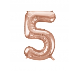 Folinis balionas-skaičius "5", rožinis auksas (85 cm)