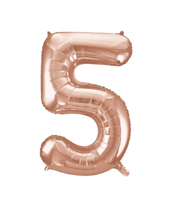 Folinis balionas-skaičius "5", rožinis auksas (85 cm)