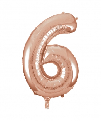 Folinis balionas-skaičius "6", rožinis auksas (85 cm)