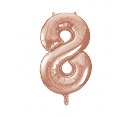 Folija balons, skaitlis "8", rozā zelts (85 cm)