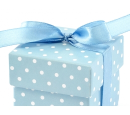 Подарочная коробка, синяя в горошек(10 шт.)