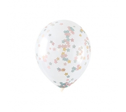 Прозрачные шарики с бумажными конфетти звездочками (5 шт / 30 см)
