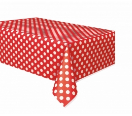Staltiesė, taškuotai raudona (137x274 cm)