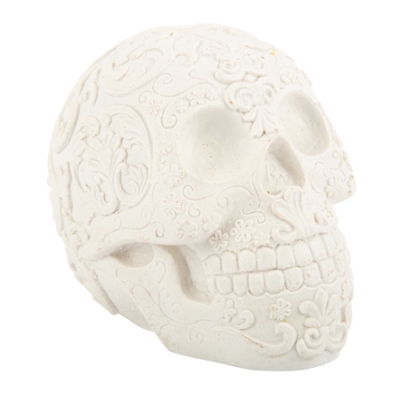 Dekoracija "Balta kaukolė", raštuota (11x14 cm)