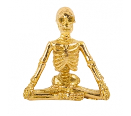 Dekoracija "Sėdintis skeletas", auksinė (7,3x7,5 cm)