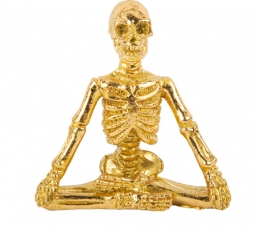 Dekoracija "Sėdintis skeletas", auksinė (7,3x7,5 cm)