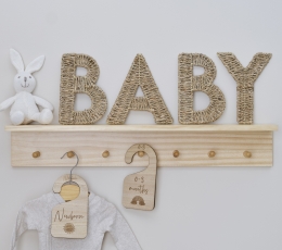 Dekoracija-užrašas "Baby", pinta šiaudinė 2