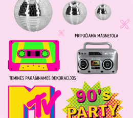 Dekoracijų rinkinys nuomai "90's Disco"
