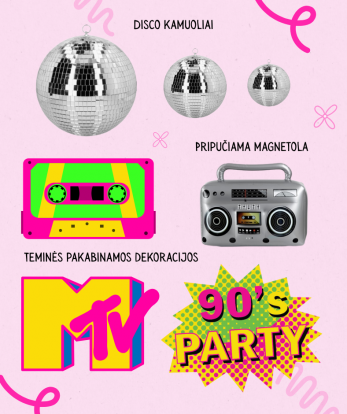 Dekoracijų rinkinys nuomai "90's Disco"