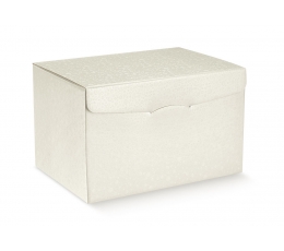 Dovanų dėžutė, balta su apskritimais (300x300x240 mm)