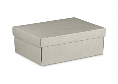 Dovanų dėžutė, pilka su dangčiu (300x230x110 mm)
