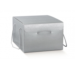 Dovanų dėžutė, sidabrinė odos imitacijos (245x245x180 mm)