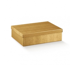 Dovanų dėžutė su dangčiu, auksinė (380x260x110 mm)