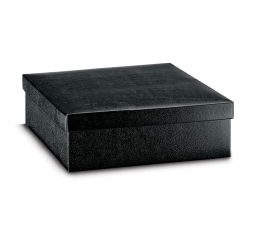 Dovanų dėžutė su dangčiu, juoda odos imitacijos (300x200x100 mm)