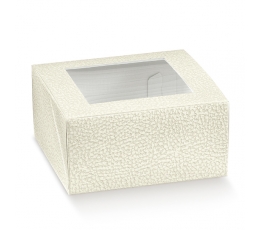 Dovanų dėžutė su langeliu, balta (160x160x60 mm)