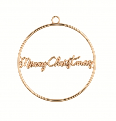 Etiketė-dekoracija "Merry Christmas", auksinė metalinė