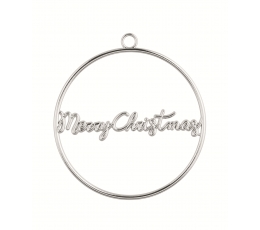 Etiketė-dekoracija "Merry Christmas", sidabrinė metalinė