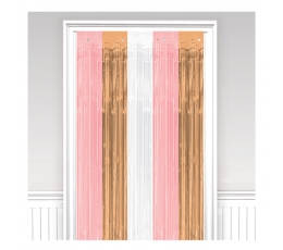 Folinė užuolaida-lietutis, rausva-rožinio aukso (243x91 cm)
