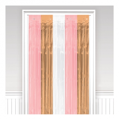Folinė užuolaida-lietutis, rausva-rožinio aukso (243x91 cm)