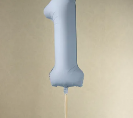 Folinis balionas "1", pastelinis melsvas (85 cm) 1