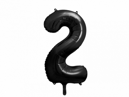 Folinis balionas "2", juodas (86 cm)