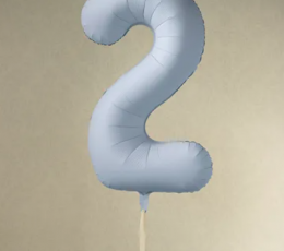 Folinis balionas "2", pastelinis melsvas (85 cm) 1