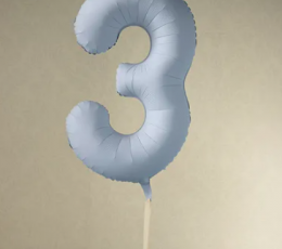 Folinis balionas "3", pastelinis melsvas (85 cm) 1