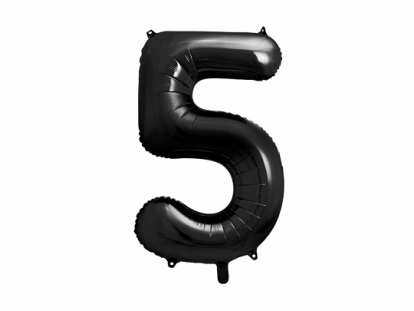 Folinis balionas "5", juodas (86 cm)