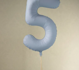 Folinis balionas "5", pastelinis melsvas (85 cm) 1